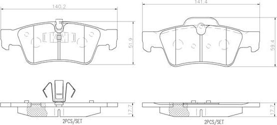 Brembo P50064N - Bremžu uzliku kompl., Disku bremzes adetalas.lv