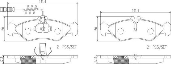 Brembo P50081N - Bremžu uzliku kompl., Disku bremzes adetalas.lv