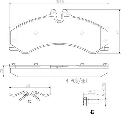 Brembo P50028N - Bremžu uzliku kompl., Disku bremzes adetalas.lv