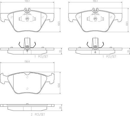 Brembo P50075N - Bremžu uzliku kompl., Disku bremzes adetalas.lv