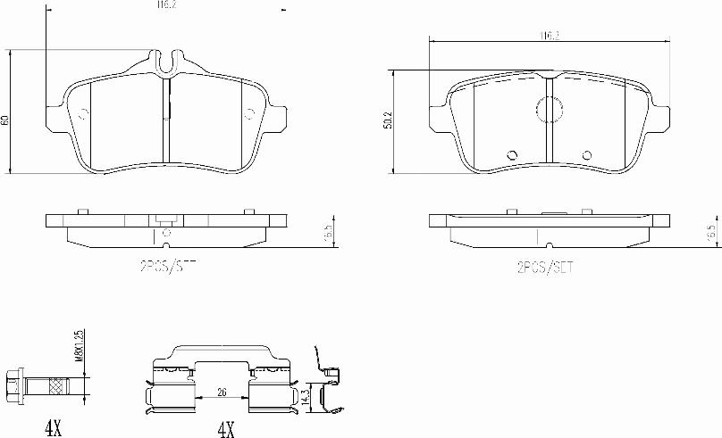 Brembo P50156N - Bremžu uzliku kompl., Disku bremzes adetalas.lv