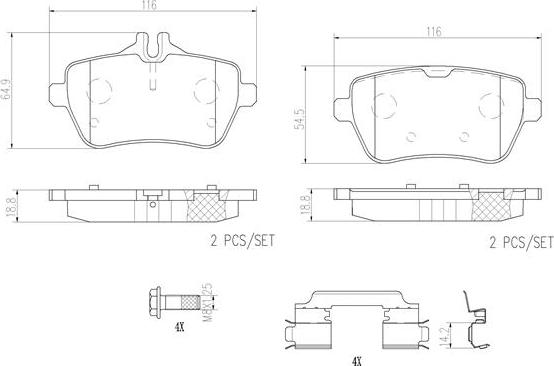 Brembo P50117N - Bremžu uzliku kompl., Disku bremzes adetalas.lv