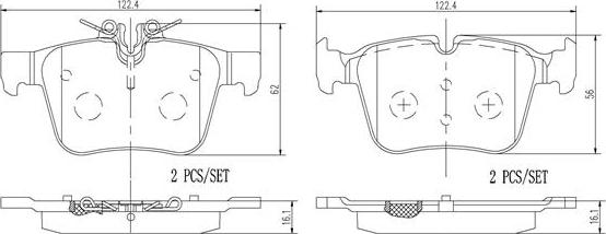 Brembo P50122N - Bremžu uzliku kompl., Disku bremzes adetalas.lv