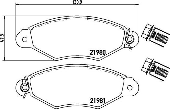 Brembo P 61 098 - Bremžu uzliku kompl., Disku bremzes adetalas.lv