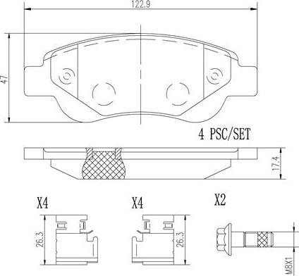 Brembo P61081N - Bremžu uzliku kompl., Disku bremzes adetalas.lv