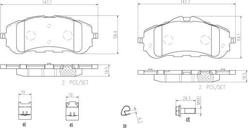 Brembo P61120N - Bremžu uzliku kompl., Disku bremzes adetalas.lv