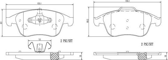 Brembo P68047N - Bremžu uzliku kompl., Disku bremzes adetalas.lv