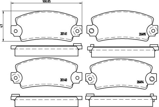 Brembo P 68 001 - Bremžu uzliku kompl., Disku bremzes adetalas.lv