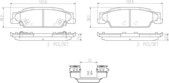 Brembo P09007N - Bremžu uzliku kompl., Disku bremzes adetalas.lv