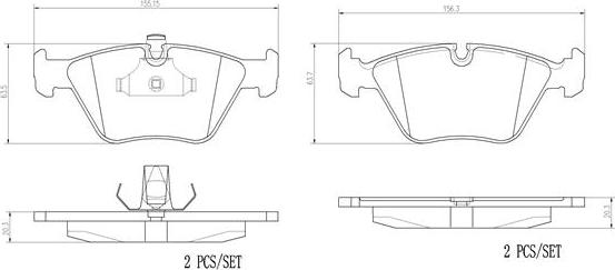 Brembo P06042N - Bremžu uzliku kompl., Disku bremzes adetalas.lv