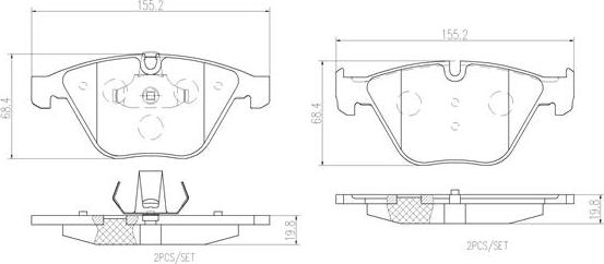 Brembo P06054N - Bremžu uzliku kompl., Disku bremzes adetalas.lv