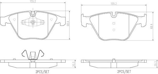 Brembo P06055N - Bremžu uzliku kompl., Disku bremzes adetalas.lv