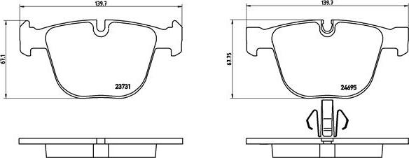 Brembo P 06 053 - Bremžu uzliku kompl., Disku bremzes adetalas.lv