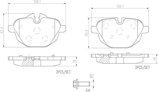 Brembo P06064N - Bremžu uzliku kompl., Disku bremzes adetalas.lv