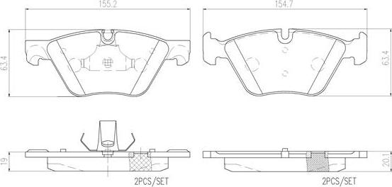 Brembo P06060N - Bremžu uzliku kompl., Disku bremzes adetalas.lv