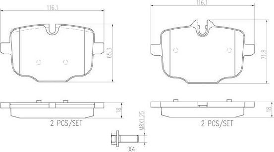 Brembo P06061N - Bremžu uzliku kompl., Disku bremzes adetalas.lv