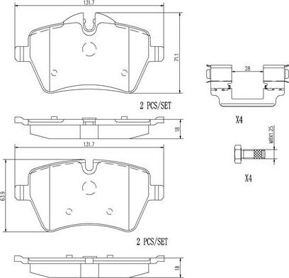 Brembo P06086N - Bremžu uzliku kompl., Disku bremzes adetalas.lv