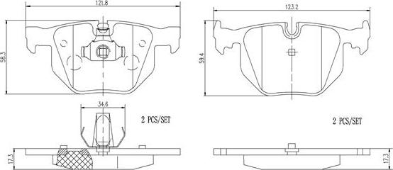 Brembo P06029N - Bremžu uzliku kompl., Disku bremzes adetalas.lv