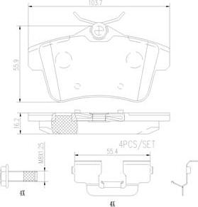 Brembo P06102N - Bremžu uzliku kompl., Disku bremzes adetalas.lv