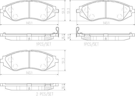 Brembo P15002N - Bremžu uzliku kompl., Disku bremzes adetalas.lv