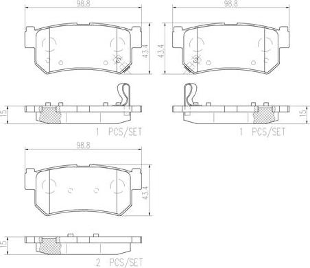 Brembo P15010N - Bremžu uzliku kompl., Disku bremzes adetalas.lv