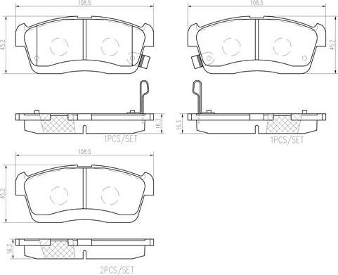 Brembo P16018N - Bremžu uzliku kompl., Disku bremzes adetalas.lv