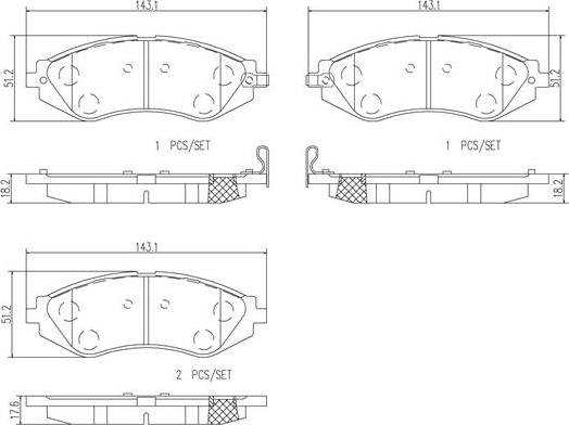 Brembo P10032N - Bremžu uzliku kompl., Disku bremzes adetalas.lv