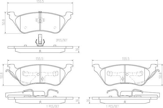 Brembo P11014N - Bremžu uzliku kompl., Disku bremzes adetalas.lv