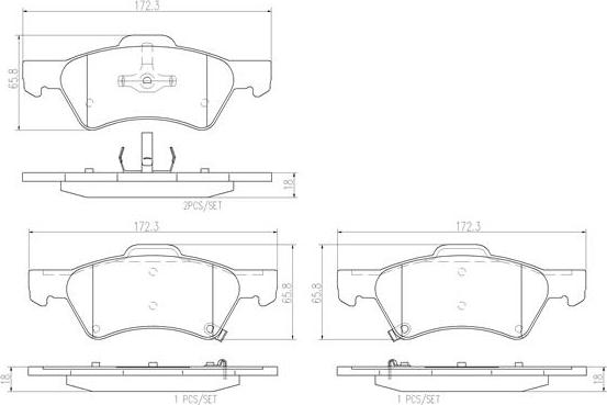 Brembo P11015N - Bremžu uzliku kompl., Disku bremzes adetalas.lv