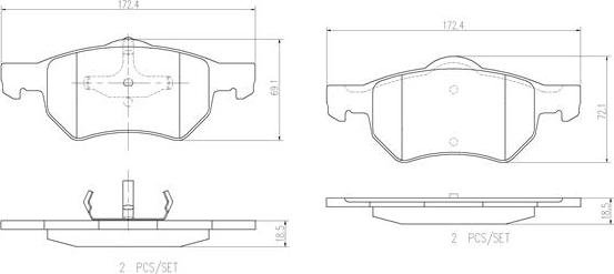 Brembo P11013N - Bremžu uzliku kompl., Disku bremzes adetalas.lv