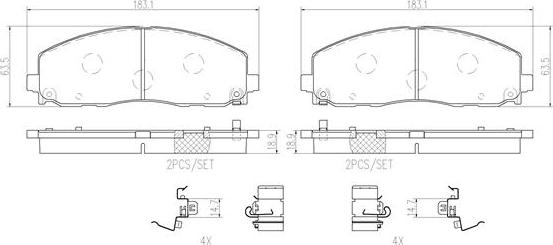 Brembo P11035N - Bremžu uzliku kompl., Disku bremzes adetalas.lv