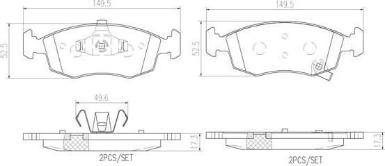 Brembo P11031N - Bremžu uzliku kompl., Disku bremzes adetalas.lv