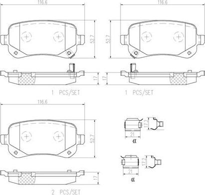 Brembo P11021N - Bremžu uzliku kompl., Disku bremzes adetalas.lv