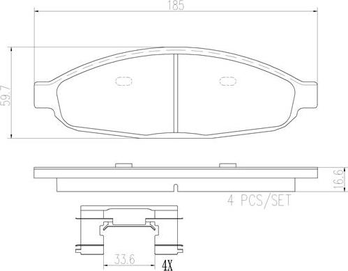 Brembo P11028N - Bremžu uzliku kompl., Disku bremzes adetalas.lv