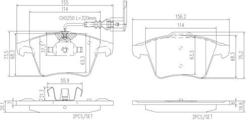 Brembo P85090N - Bremžu uzliku kompl., Disku bremzes adetalas.lv