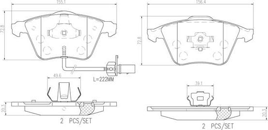 Brembo P85097N - Bremžu uzliku kompl., Disku bremzes adetalas.lv