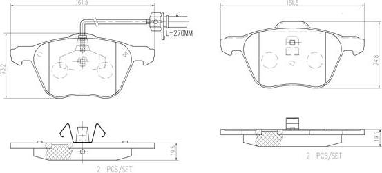 Brembo P85061N - Bremžu uzliku kompl., Disku bremzes adetalas.lv