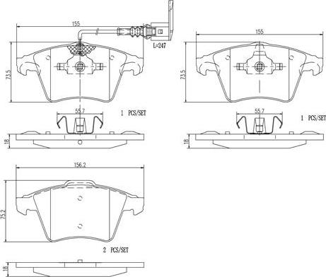 Brembo P85082N - Bremžu uzliku kompl., Disku bremzes adetalas.lv