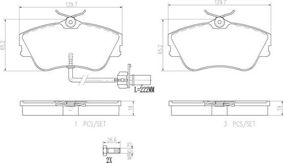 Brembo P85029N - Bremžu uzliku kompl., Disku bremzes adetalas.lv