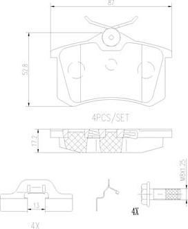 Brembo P85020N - Bremžu uzliku kompl., Disku bremzes adetalas.lv