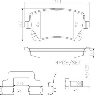 Brembo P85076N - Bremžu uzliku kompl., Disku bremzes adetalas.lv