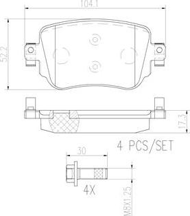 Brembo P85140N - Bremžu uzliku kompl., Disku bremzes adetalas.lv