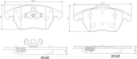 Brembo P85148N - Bremžu uzliku kompl., Disku bremzes adetalas.lv