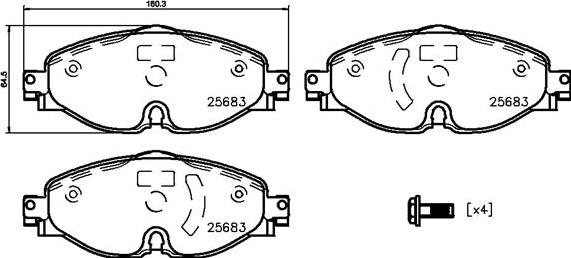 Brembo P85147N - Bremžu uzliku kompl., Disku bremzes adetalas.lv