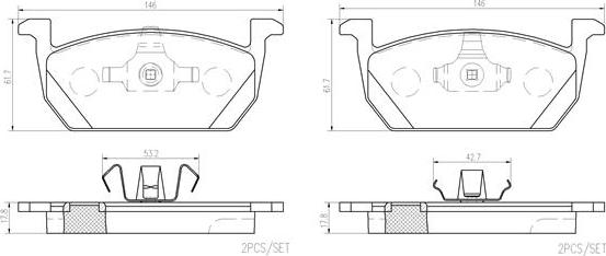 Brembo P85167N - Bremžu uzliku kompl., Disku bremzes adetalas.lv