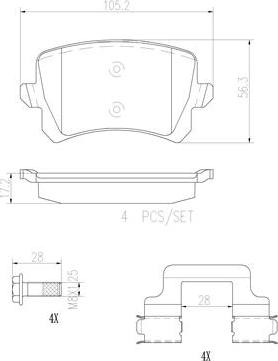 Brembo P85108N - Bremžu uzliku kompl., Disku bremzes adetalas.lv