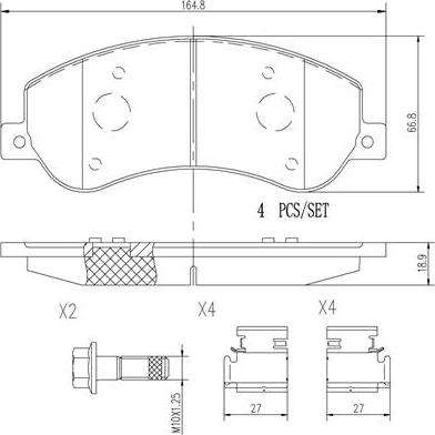 Brembo P85115N - Bremžu uzliku kompl., Disku bremzes adetalas.lv