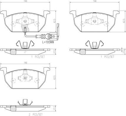 Brembo P85137N - Bremžu uzliku kompl., Disku bremzes adetalas.lv