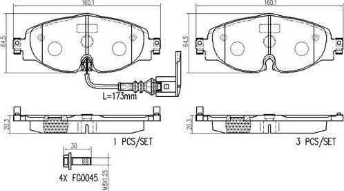 Brembo P85126N - Bremžu uzliku kompl., Disku bremzes adetalas.lv