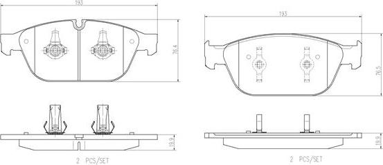 Brembo P85128N - Bremžu uzliku kompl., Disku bremzes adetalas.lv